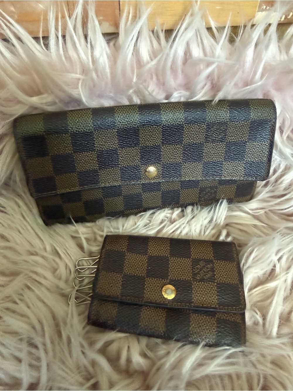 Louis Vuitton Sarah Long Wallet Damier Ebene Canvas Leather Brown and key holder